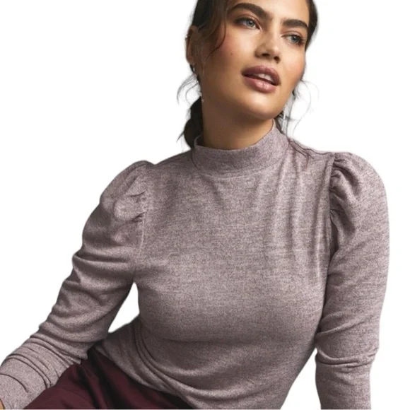 Anthropologie DOLAN Puff Sleeve Mock Neck Top - Picture 1 of 6